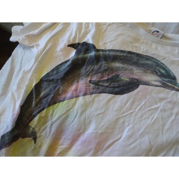 Vintage 80s HARLEQUIN NG  Dolphins TEE Night SHIRT Single Stitch Made In USA szL - Picture 2 of 6